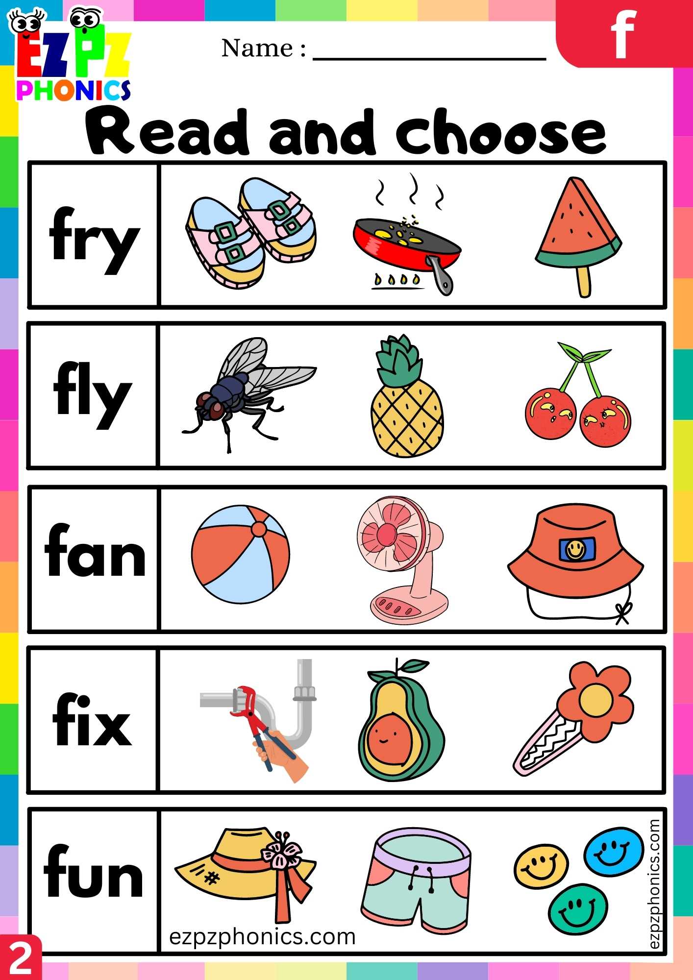 Group2 Letter F Read And Choose Beginning Sounds Worksheet